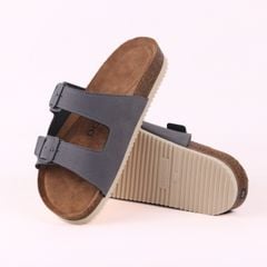 Dép đế trấu birken 2 khoá da lộn premium HISHOO H093