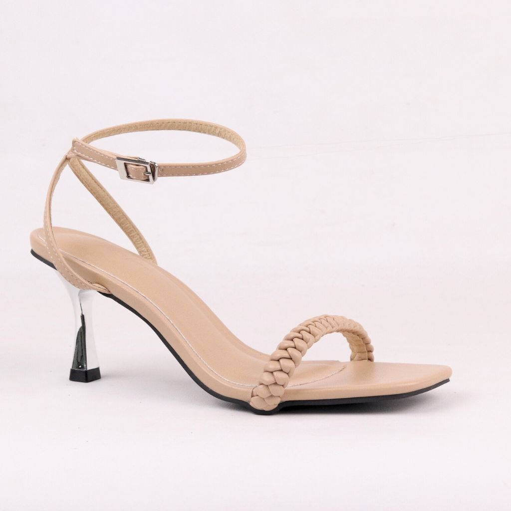 Giày Sandal Nữ Cao Gót 7cm Quai Mảnh Mũi Vuông Hishoo S032