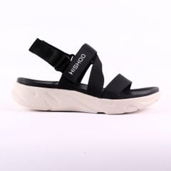 Giày Đi Học Sandal Đế Trắng Mặt Đen Quai Dù HISHOO F002