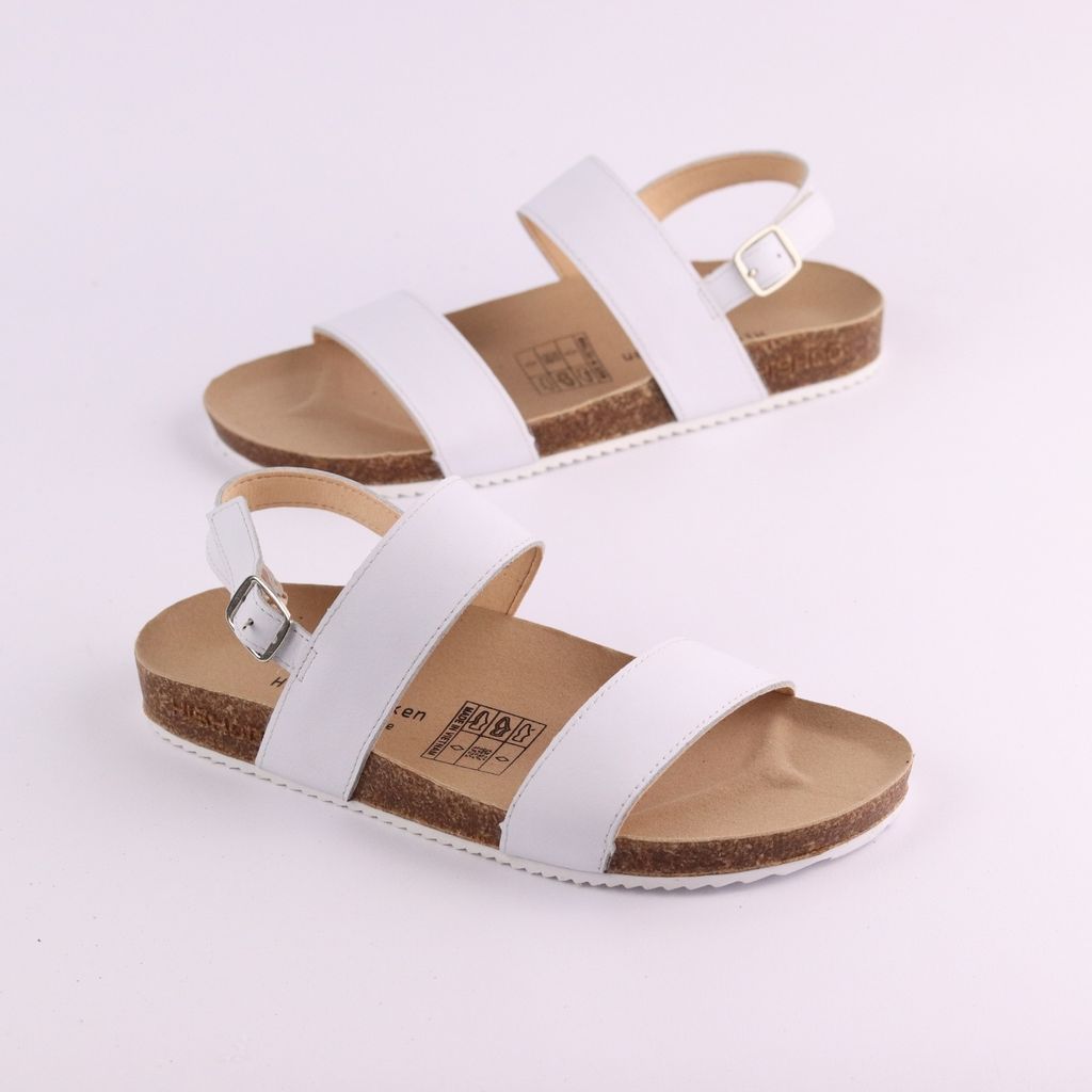 Dép đế trấu Sandal birken quai ngang da bò HISHOO M050