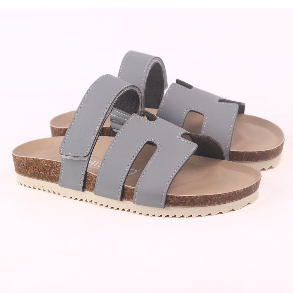 Dép đế trấu birken Chữ H Sandal quai ngang bản premium HISHOO B104