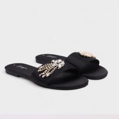 Dép Lê Nữ Đế Bệt Quai Ngang Đính Đá Có Bigsize HISHOO S086