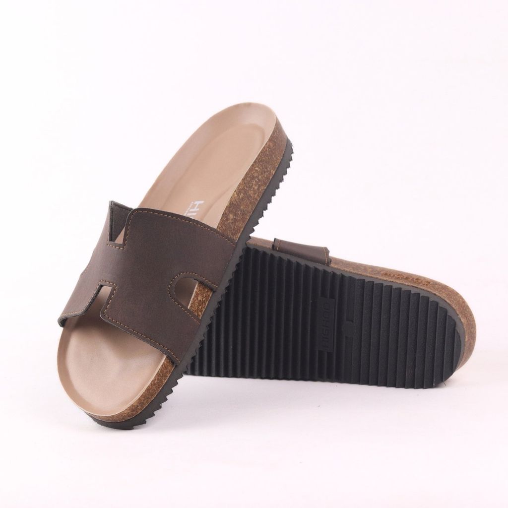 Dép đế trấu birken chữ H premium HISHOO B095