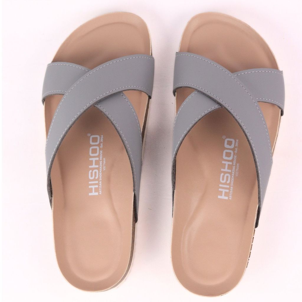 Dép đế trấu birken bé trai bé gái quai ngang chéo premium HISHOO B096