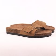 Dép đế trấu birken 1 khoá da lộn premium HISHOO H113