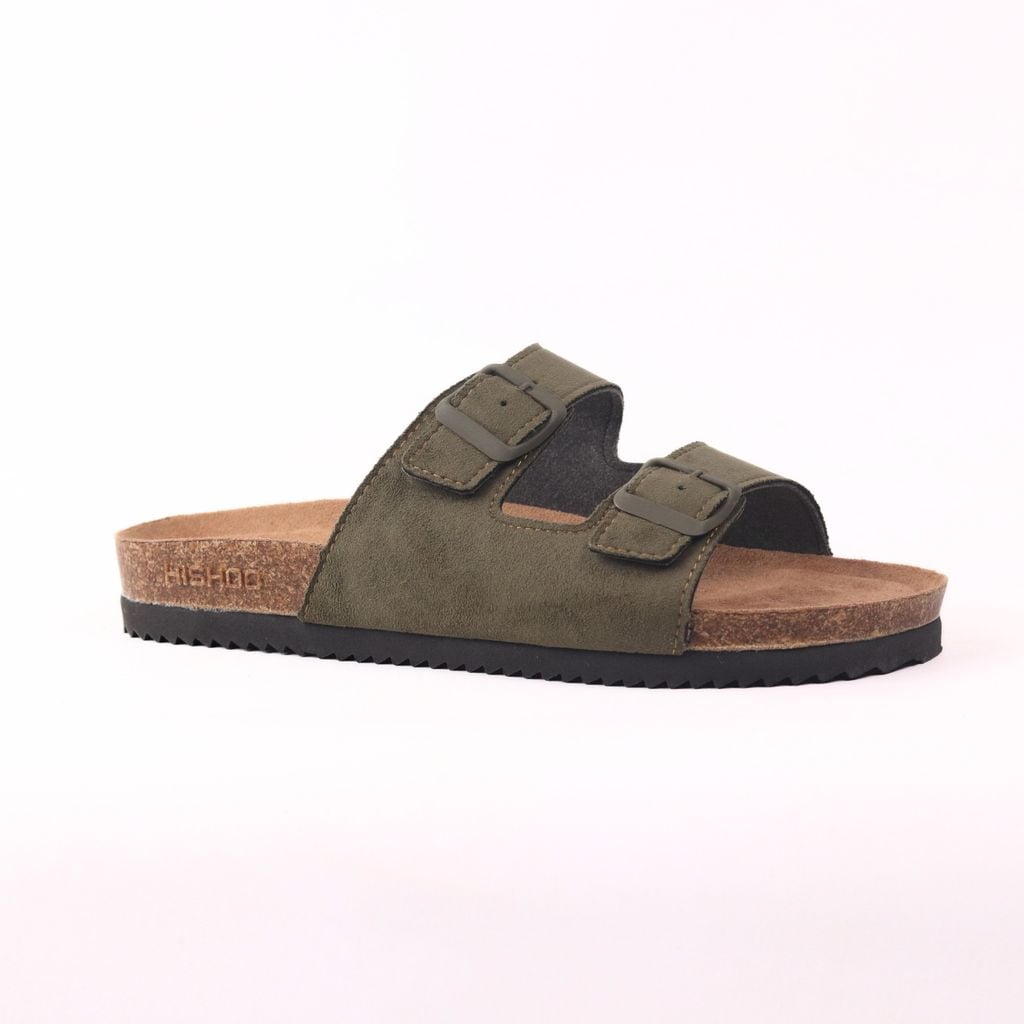 Dép đế trấu birken 2 khoá da lộn premium HISHOO H093