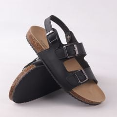Dép đế trấu Sandal birken quai ngang 2 khoá da bò HISHOO M102
