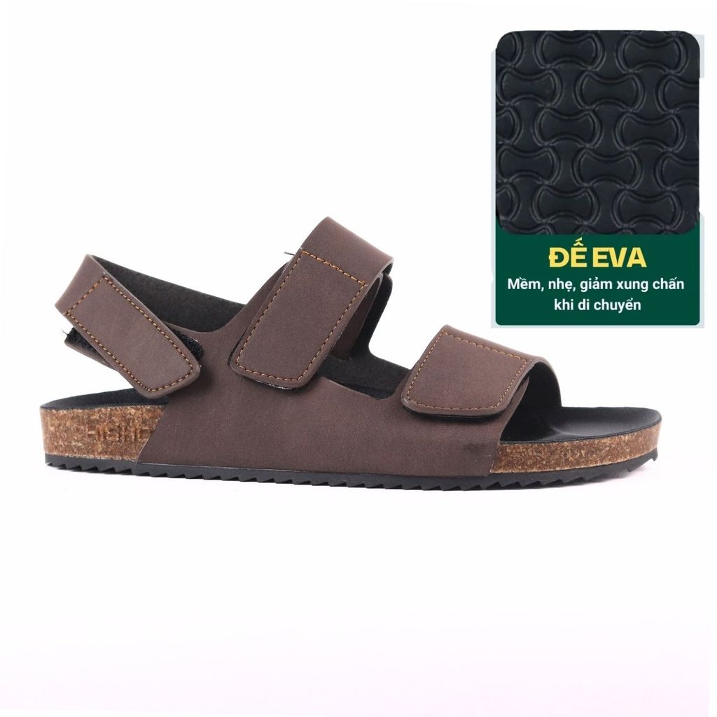 Dép đế trấu Sandal birken quai ngang da bò HISHOO M110