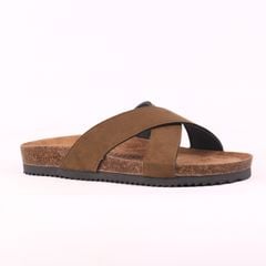 Dép đế trấu birken bé trai bé gái quai ngang chéo da lộn premium HISHOO H096
