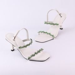 Giày Sandal Cao Gót 7cm Quai Mảnh Đính Đá Hishoo S148