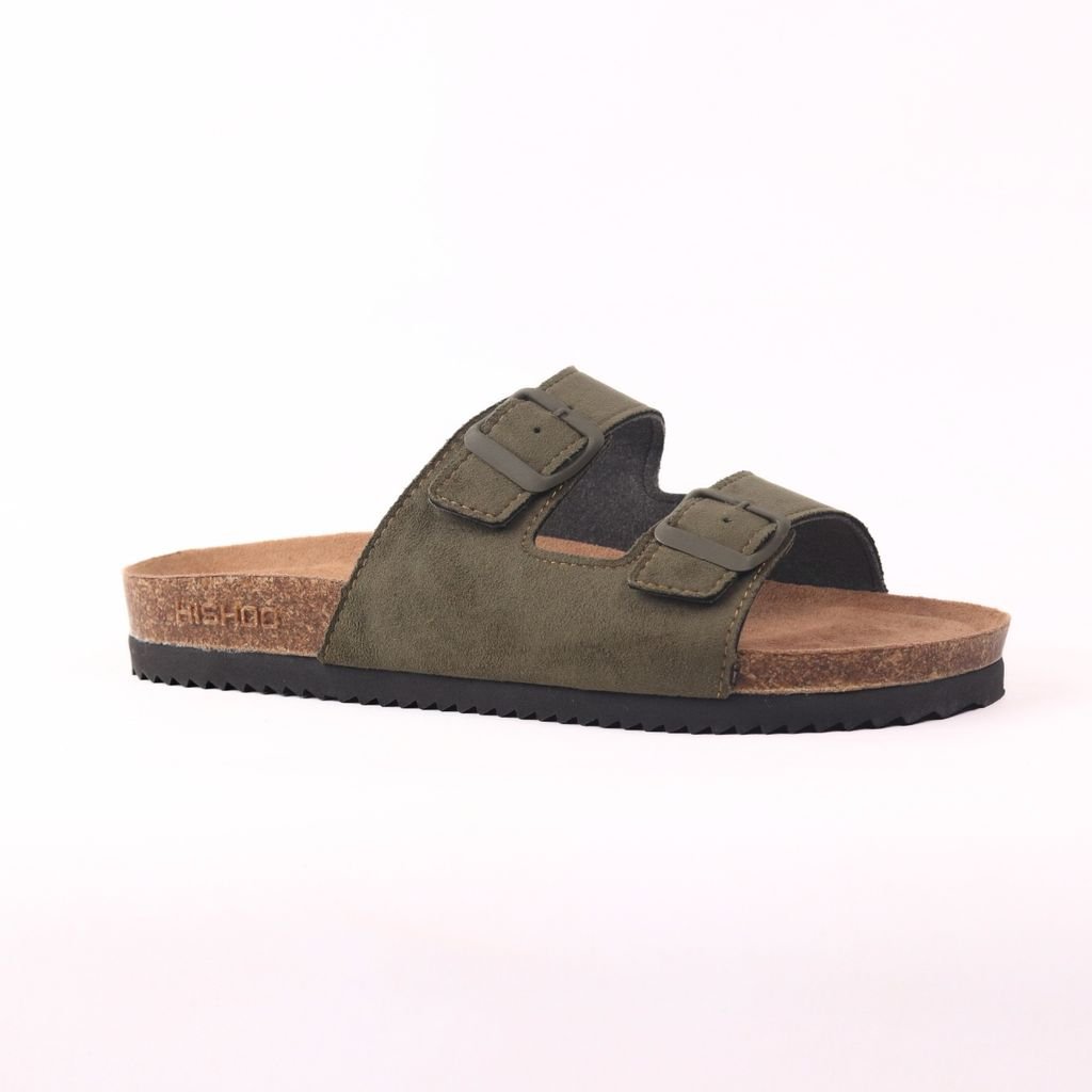 Dép đế trấu birken bé trai bé gái 2 khoá da lộn premium HISHOO H093