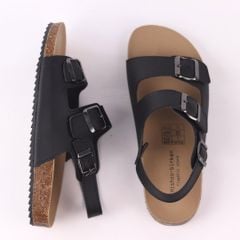 Dép đế trấu Sandal birken quai ngang 2 khoá da bò HISHOO M102