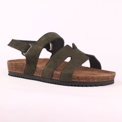 Dép đế trấu birken bé trai bé gái sandal Chữ H da lộn premium HISHOO H115