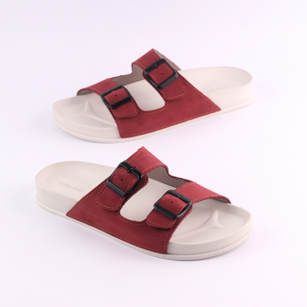 Dép quai ngang Da Nubuck 2 Khoá HISHOO D111