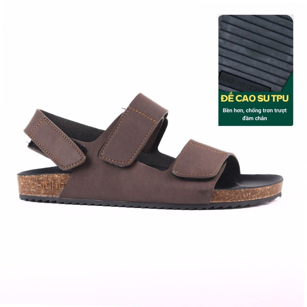 Dép đế trấu Sandal birken quai ngang da bò HISHOO M110
