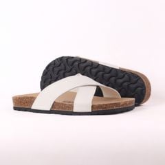 Dép đế trấu birken quai ngang chéo MẶT ĐEN HISHOO S096