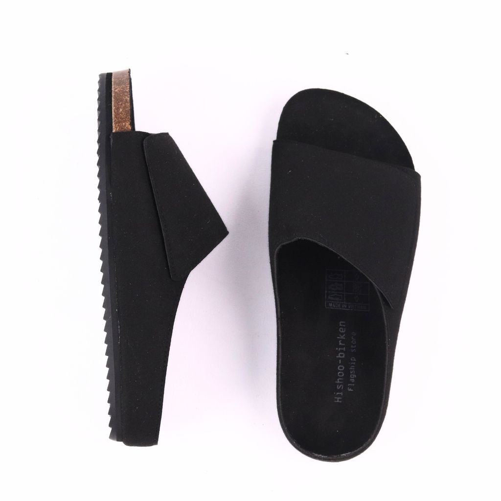 Dép đế trấu birken xé dán Form Công Thái Học quai ngang da lộn HISHOO R108