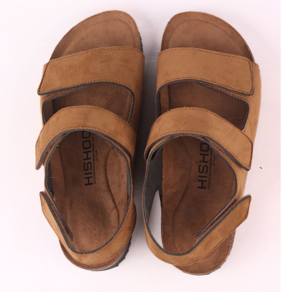 Dép đế trấu birken bé trai bé gái quai ngang sandal xé dán da lộn premium HISHOO H110