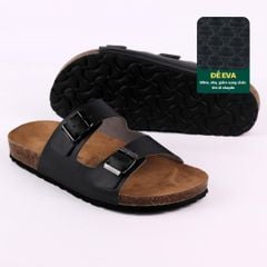 Dép đế trấu birken quai ngang 2 khoá lót da lộn S093