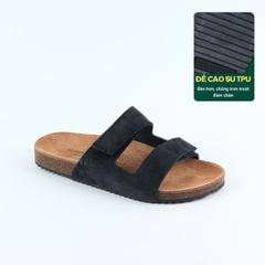 Dép đế trấu birken quai ngang xé dán da lộn HISHOO R105