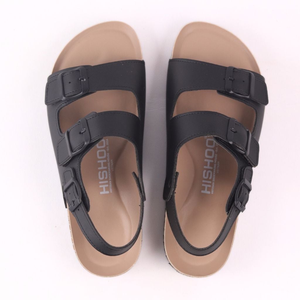 Dép đế trấu sandal birken quai ngang 2 khoá premium HISHOO B102