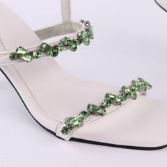 Giày Sandal Cao Gót 7cm Quai Mảnh Đính Đá Hishoo S148