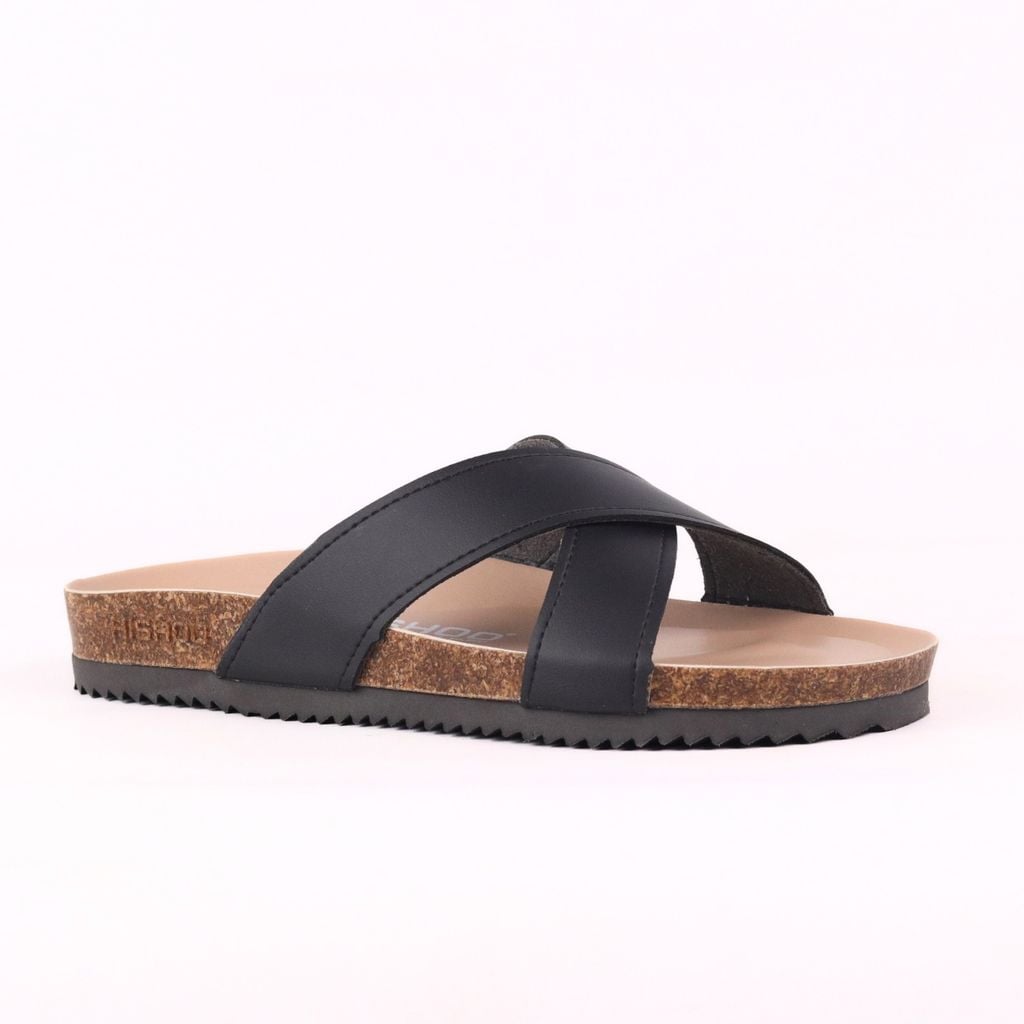 Dép đế trấu birken quai ngang chéo premium HISHOO B096