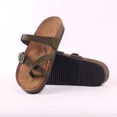 Dép đế trấu birken quai ngang xỏ ngón da lộn premium HISHOO H098