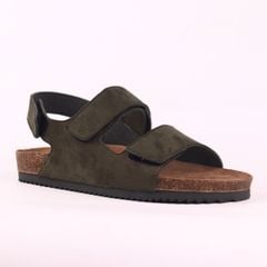Dép đế trấu birken bé trai bé gái quai ngang sandal xé dán da lộn premium HISHOO H110