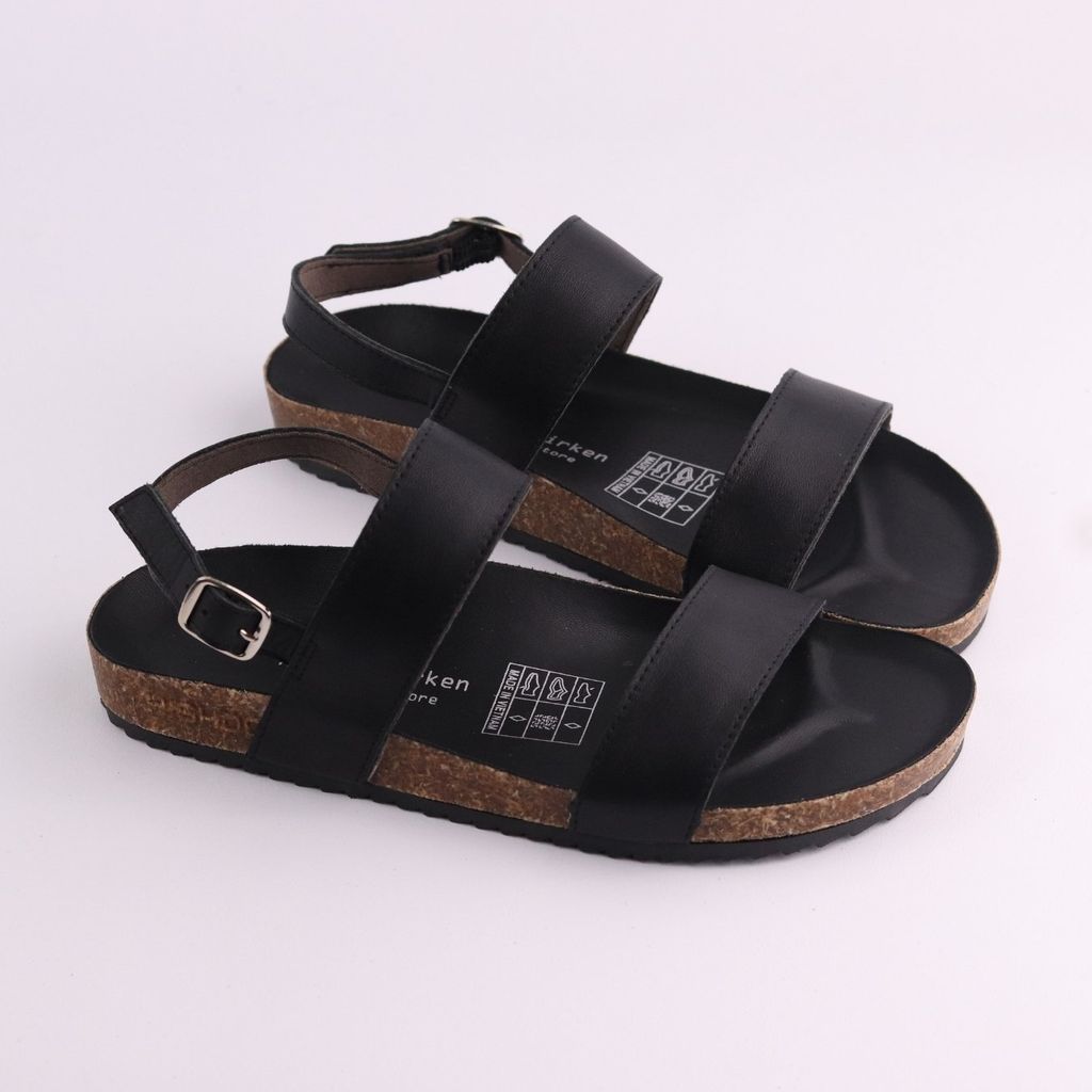 Dép đế trấu Sandal birken quai ngang da bò HISHOO M050