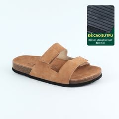 Dép đế trấu birken quai ngang xé dán da lộn HISHOO R105