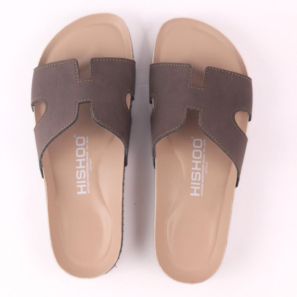 Dép đế trấu birken chữ H premium HISHOO B095