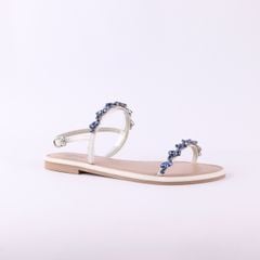 Dép Sandal Nữ Đế Bệt Quai Hậu Dây Mảnh Đính Đá HISHOO S147