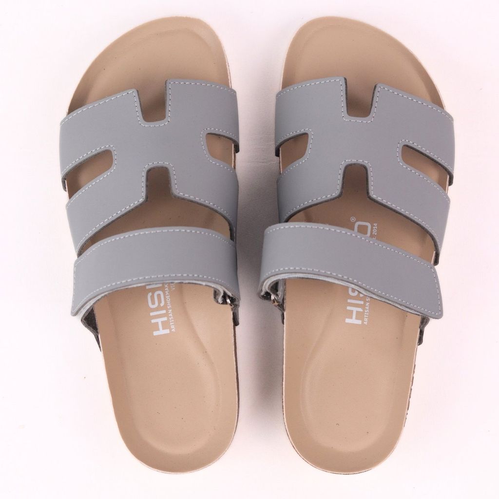 Dép đế trấu birken bé trai bé gái Chữ H Sandal quai ngang bản premium HISHOO B104