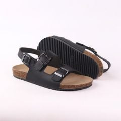 Dép đế trấu Sandal birken quai ngang 2 khoá da bò HISHOO M102