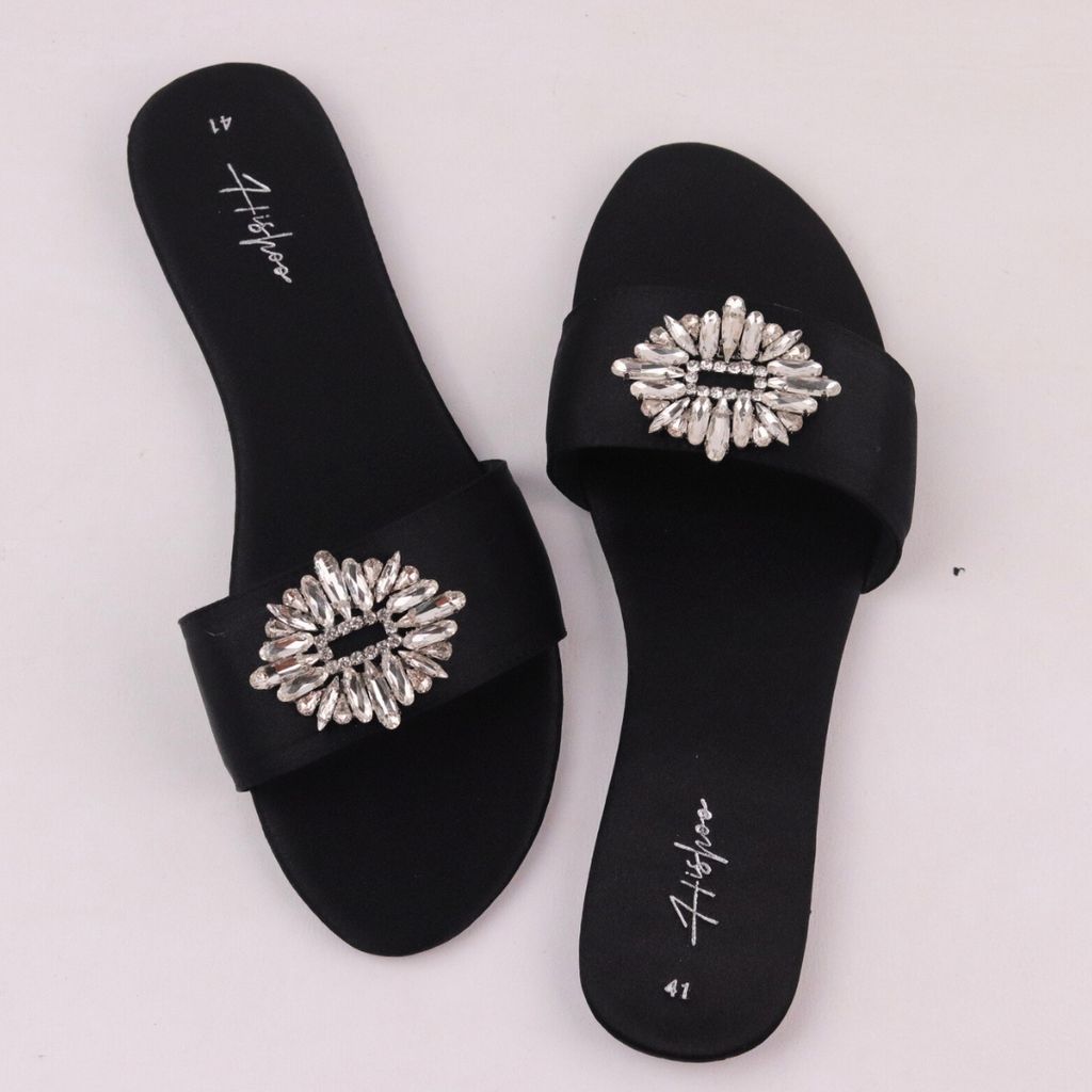 Dép Lê Nữ Đế Bệt Quai Ngang Đính đá có Bigsize HISHOO S146