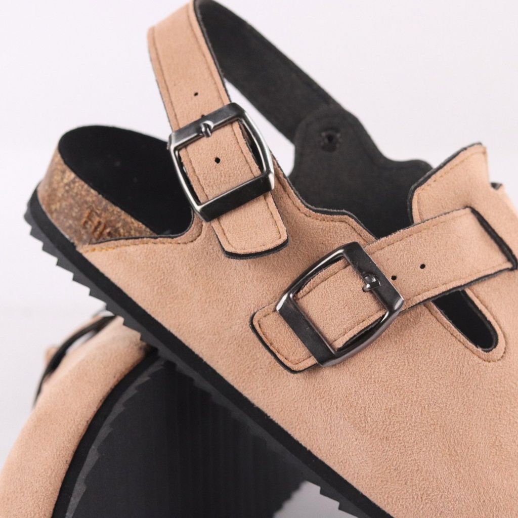 Dép đế trấu Sandal sục Boston Sandal quai ngang da lộn HISHOO R111