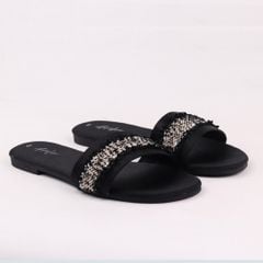 Dép Lê Nữ Đế Bệt Quai Ngang Đính Ren có Bigsize HISHOO S078