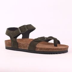 Dép đế trấu birken bé trai bé gái quai ngang sandal xỏ ngón da lộn premium HISHOO H118