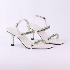 Giày Sandal Cao Gót 7cm Quai Mảnh Đính Đá Hishoo S148