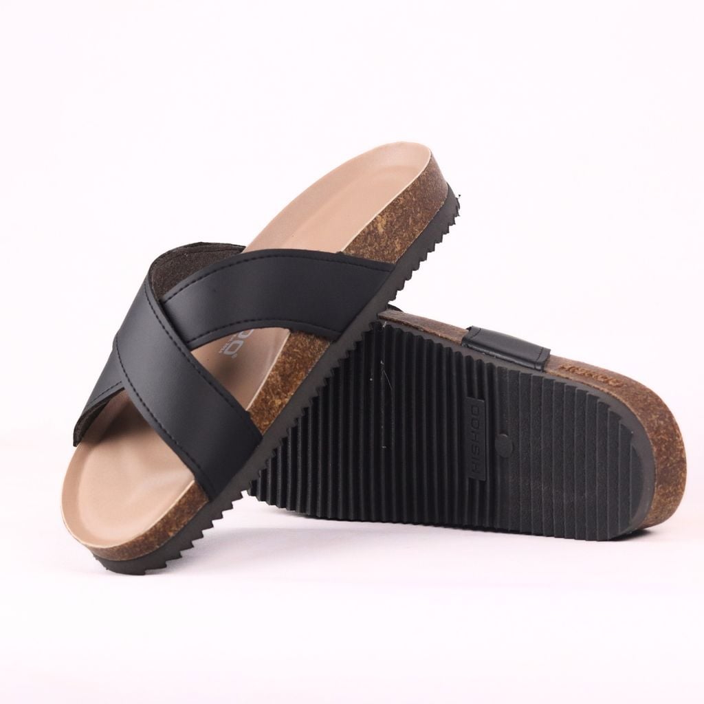 Dép đế trấu birken quai ngang chéo premium HISHOO B096
