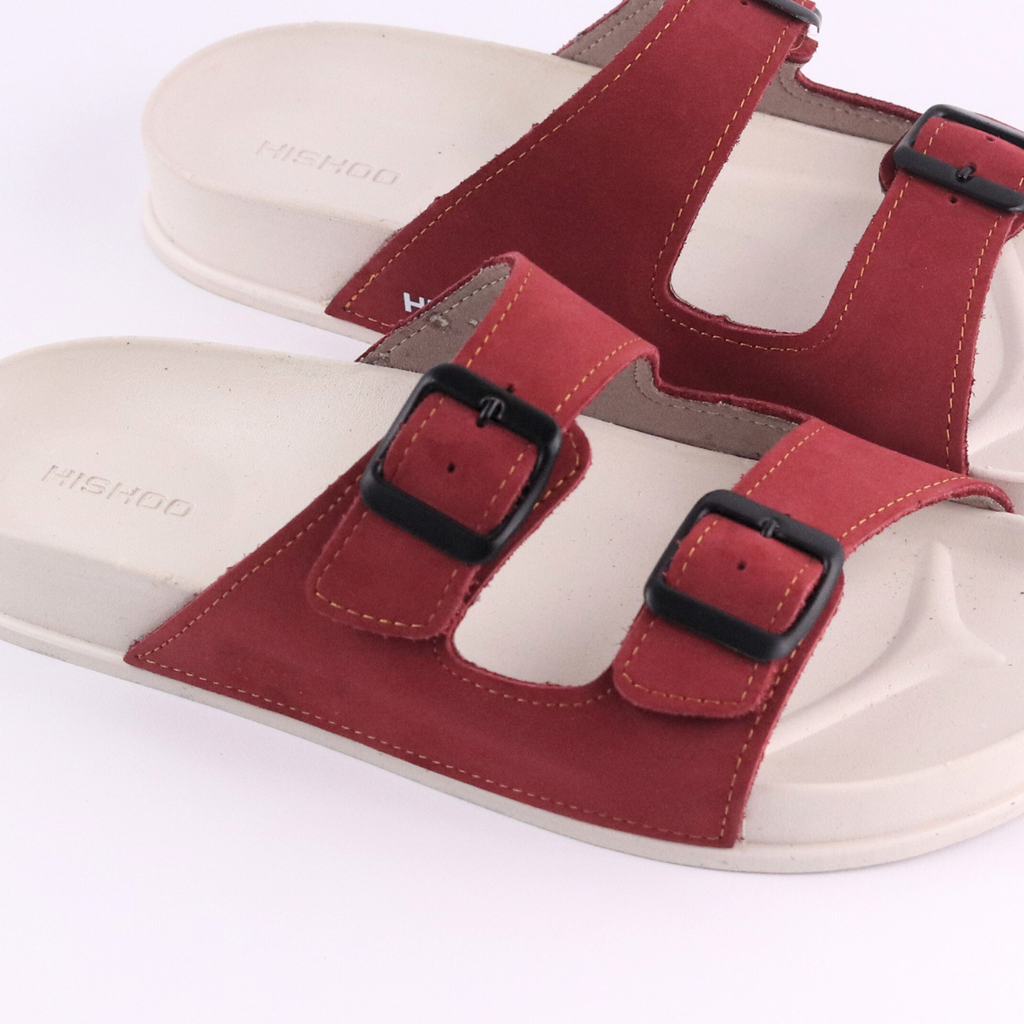 Dép quai ngang Da Nubuck 2 Khoá HISHOO D111