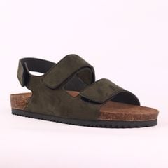 Dép đế trấu birken quai ngang sandal xé dán da lộn premium HISHOO H110