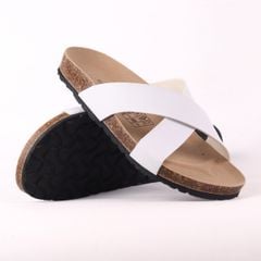 Dép đế trấu birken quai ngang chéo MẶT ĐEN HISHOO S096
