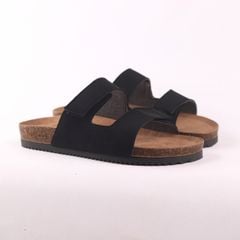 Dép đế trấu birken bé trai bé gái quai ngang xé dán da lộn premium HISHOO H105
