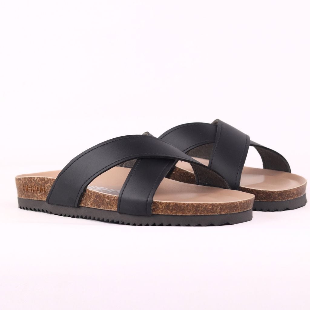 Dép đế trấu birken quai ngang chéo premium HISHOO B096