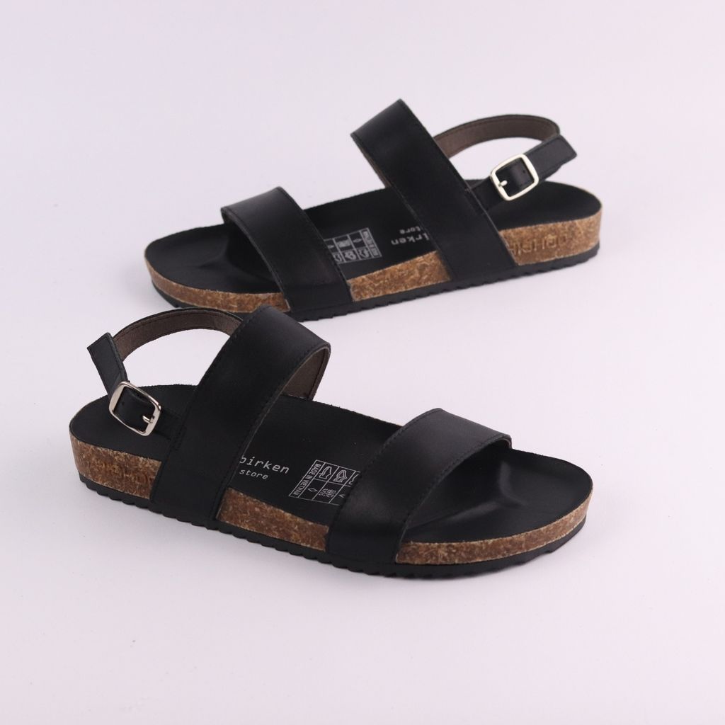 Dép đế trấu Sandal birken quai ngang da bò HISHOO M050