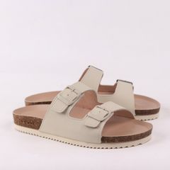Dép đế trấu birken 2 khoá Kem lót kem premium HISHOO B093