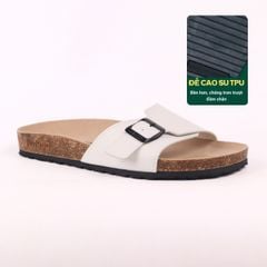 Dép đế trấu birken quai ngang 1 khoá da bò HISHOO M113