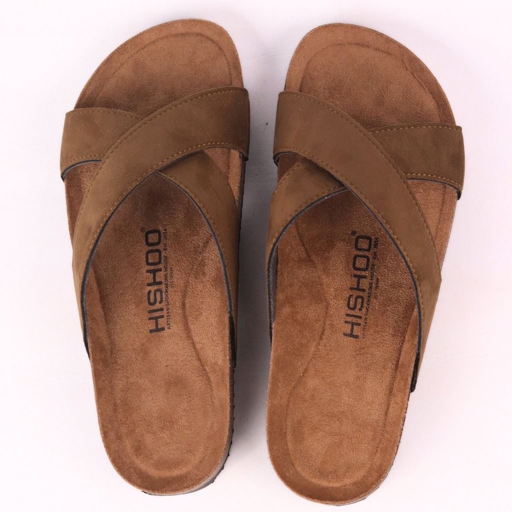 Dép đế trấu birken bé trai bé gái quai ngang chéo da lộn premium HISHOO H096
